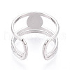 304 Stainless Steel Cuff Rings Components STAS-N113-04P-3