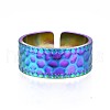 304 Stainless Steel Hammered Cuff Ring RJEW-N038-073-3