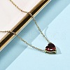 304 Stainless Steel Dark Red Cubic Zirconia Heart Pendant Necklaces for Women NJEW-Z064-04G-2