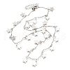 304 Stainless Steel Textured Link Bar Star Charm Tassel Necklaces NJEW-R023-02P-4