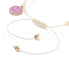 Round Glass Braided Bead Bracelet with Alloy Enamel Smiling Face Charm for Women BJEW-JB08233-04-5
