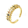 Brass Micro Pave Cubic Zirconia Cuff Rings for Women RJEW-H247-04G-4
