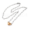 304 Stainless Steel Double-Sided Magnetic Heart Pendant Paperclip Chain Necklaces NJEW-U028-02RG-4