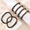 Natural Tiger Eye Beaded Stretch Bracelets BJEW-F203-04-3
