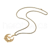 304 Stainless Steel Hollow Crescent Moon Pendant Box Chain Necklaces NJEW-M086-02G-2
