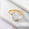 Hexagon Natural Howlite Finger Rings RJEW-B113-02G-02-4