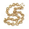 304 Stainless Steel Textured Double Ring Link Chain Necklaces NJEW-S453-02G-B-4