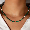 Bohemian Ethnic Style Synthetic Malachite Faceted Round Beaded Necklaces for Women BU4138-1