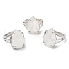 Natural Quartz Crystal Teardrop Adjustable Rings RJEW-K241-03P-11-6