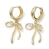 Bowknot Brass Dangle Hoop Earrings EJEW-M245-09G-1