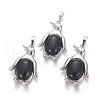 Natural Dyed & Heated Black Agate Pendants G-L512-A04-1