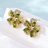 Flower Brass Micro Pave Cubic Zirconia Stud Earrings EJEW-F373-03G-4