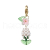 Flower Glass Pearl & Seed Beads Pendant Decorations HJEW-MZ00274-04-2