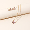 Butterfly Acrylic Rhinestone with Iron Pendant Necklaces & Stud Earrings Sets for Women WGFFCAF-03-4