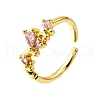 Brass Micro Pave Cubic Zirconia Cuff Rings for Women RJEW-H247-05G-4