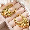 304 Stainless Steel Sea Wave Stud Earrings EJEW-M073-07G-02-3