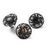 Natural Labradorite Round Open Cuff Rings RJEW-A041-06R-1