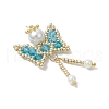 Glass Seed Beaded Butterfly Pendants PALLOY-MZ00649-05-3