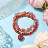 2pcs 2 Styles 6mm Round & Chip Natural Red Agate Beaded Stretch Bracelet Sets BJEW-TA00517-01-2