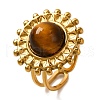 Round Natural Tiger Eye Finger Rings RJEW-Q822-16G-01-1