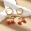 Cherry Brass Enamel Hoop Earrings EJEW-M077-14G-01-1