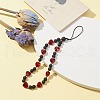 Round Natural Lava Rock & Heart Glass Beaded Mobile Straps HJEW-TA00027-2
