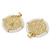 Saint Benedict Medal Brass & ABS Plastic Pearl Pendants KK-U032-10G-2