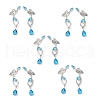 Sky Blue Cubic Zirconia Butterfly with Teardrop Dangle Sutd Earring EJEW-H092-02P-3