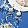 Natural Clam Shell Imitation Pearl Dangle Earrings EJEW-MZ00231-01-2