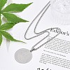 304 Stainless Steel Flat Round with Arabic Pendant Box Chain Necklaces for Women Men NJEW-R013-03P-2