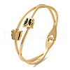 Butterfly Vacuum Plating 304 Stainless Steel Enamel Torque Bangles for Women BJEW-F474-31G-1
