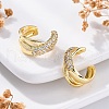 Rack Plating Brass Micro Pave Clear Cubic Zirconia Cuff Earrings EJEW-H147-02G-3