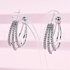 Triple C-Shaped Brass Micro Pave Clear Cubic Zirconia Stud Earrings EJEW-R025-29P-3