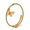 Stainless Steel Crystal Rhinestone Twisted Open Cuff Butterfly Charm Bangles for Women BJEW-G719-20G-1