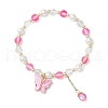 Frosted Dyed Synthetic Moonstone & Shell Pearl Round Beads Stretch Bracelets BJEW-JB11822-04-2