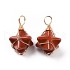 Natural Red Jasper Copper Wire Wrapped Pendants G-B041-02G-11-2