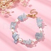 Natural Aquamarine Chips & Pearl Beaded Bracelet BJEW-TA00349-03-4