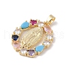 Brass Cubic Zirconia Pendants KK-Z050-18G-02-2