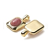 Brass Pave Natural Rhodonite Rectangle Pendants KK-R210-27G-2