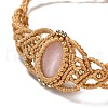 Natural Rose Quartz Oval Braided Bead Bracelets BJEW-K236-01I-3