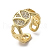 Brass Micro Pave Clear Cubic Zirconia Open Cuff Rings for Women RJEW-K289-02G-Y-4