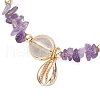 3Pcs Natural Quartz Crystal & Rose Quartz & Fluorite & Amethyst Chip Beaded Bracelsets BJEW-JB11917-5