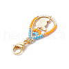 Easter Teadrop Glass Seed Beaded & Alloy Enamel Rabbit Pendant Decorations HJEW-MZ00187-06-4