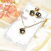 304 Stainless Steel Enamel & Rhinestone Pendant Necklaces & Hoop Earring Set for Women SJEW-C007-02G-01-1