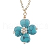 Synthetic Turquoise Clover Shamrock Pendant Necklaces NJEW-JN05170-01-3