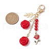 Valentine's Day Theme Rose Resin & Alloy Enamel Pendant Decoration HJEW-JM02345-3