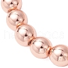 3Pcs Electroplate Non-magnetic Synthetic Hematite Round Beads Stretch Bracelets for Women BJEW-JB11944-4