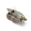 Horse's Head Alloy Rhinestone Brooches JEWB-E041-18AB-03-3