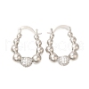 Rack Plating Round Ball Brass Micro Pave Clear Cubic Zirconia Hoop Earrings EJEW-I310-20P-1