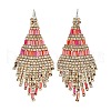 Boho Seed Bead Rhombus Tassel Earrings EJEW-Z072-02A-2